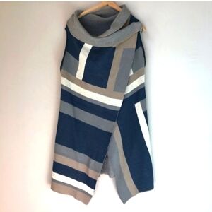 Striped Vest Sweater with Cowl Neck and 2 Buttons, no brand, neutral colors